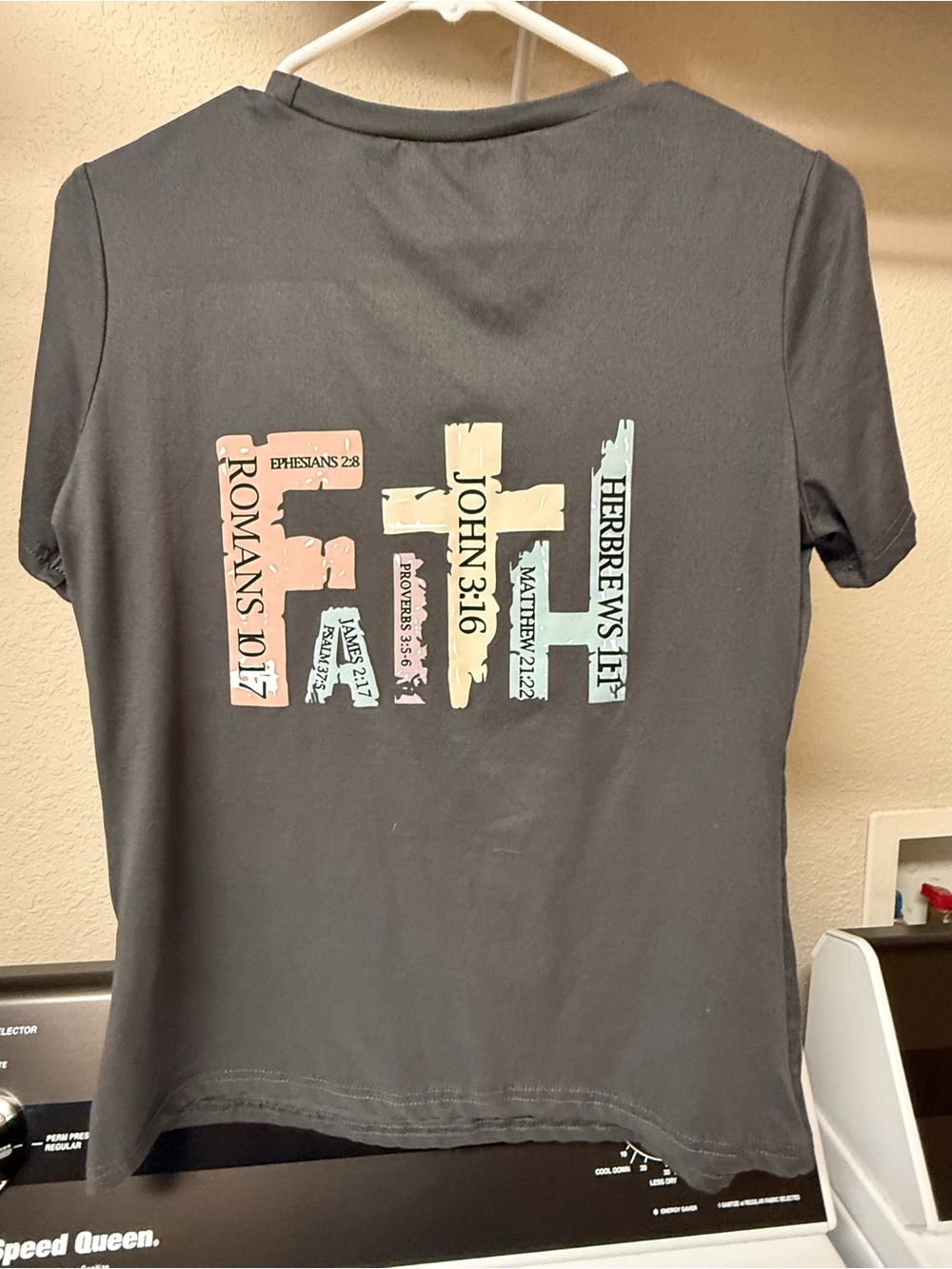 Faith T-shirt Dark Gray SHEIN Looks New Soft Material Women’s Small